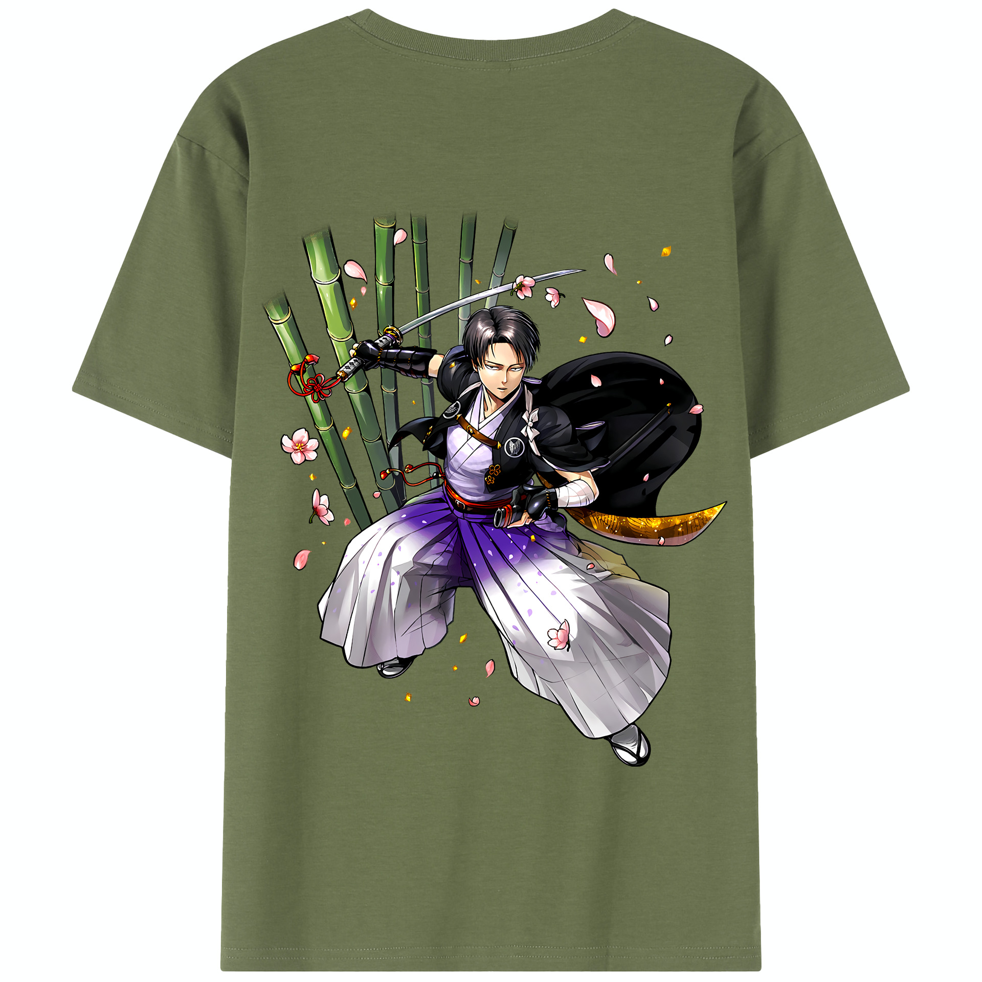 （画像用） 進撃の巨人 リヴァイ·アッカーマン Attack on Titan Levi Ackerman 綿100％半袖Tシャツ（背面プリント）